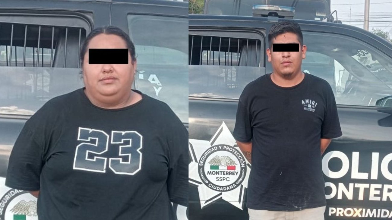 Detienen a pareja por circular en auto robado en Monterrey
