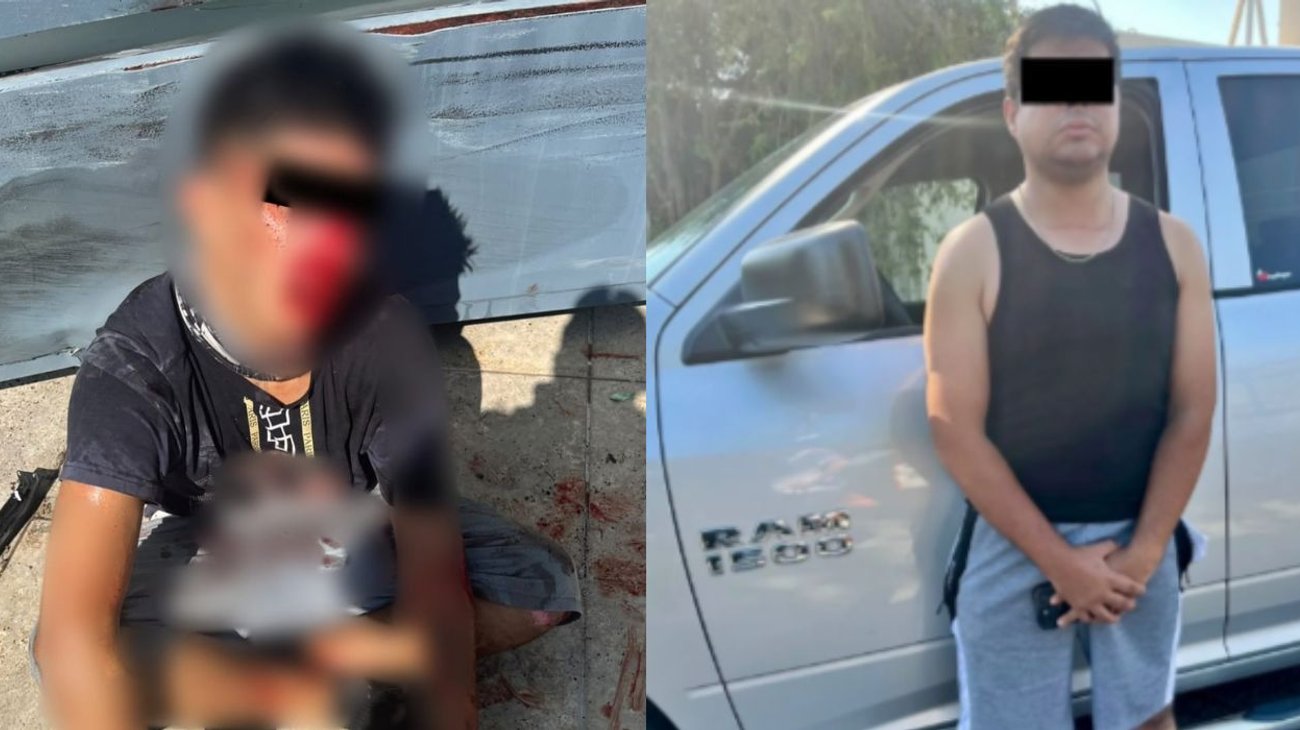 Roba negocio y dueño lo atropella; detienen a ambos