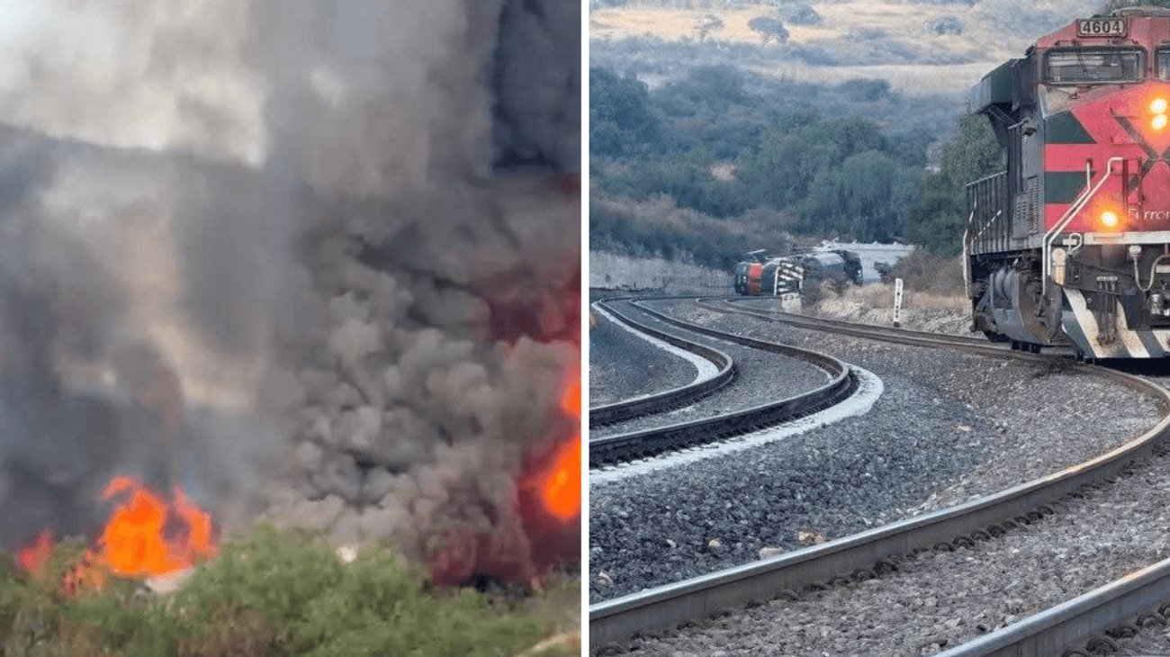 Explota tren que trasladaba alcohol al descarrilarse en Hidalgo