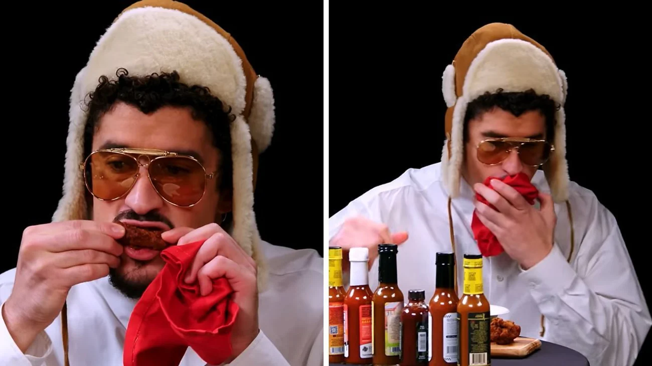Bad Bunny casi 'muere' durante reto de alitas picantes