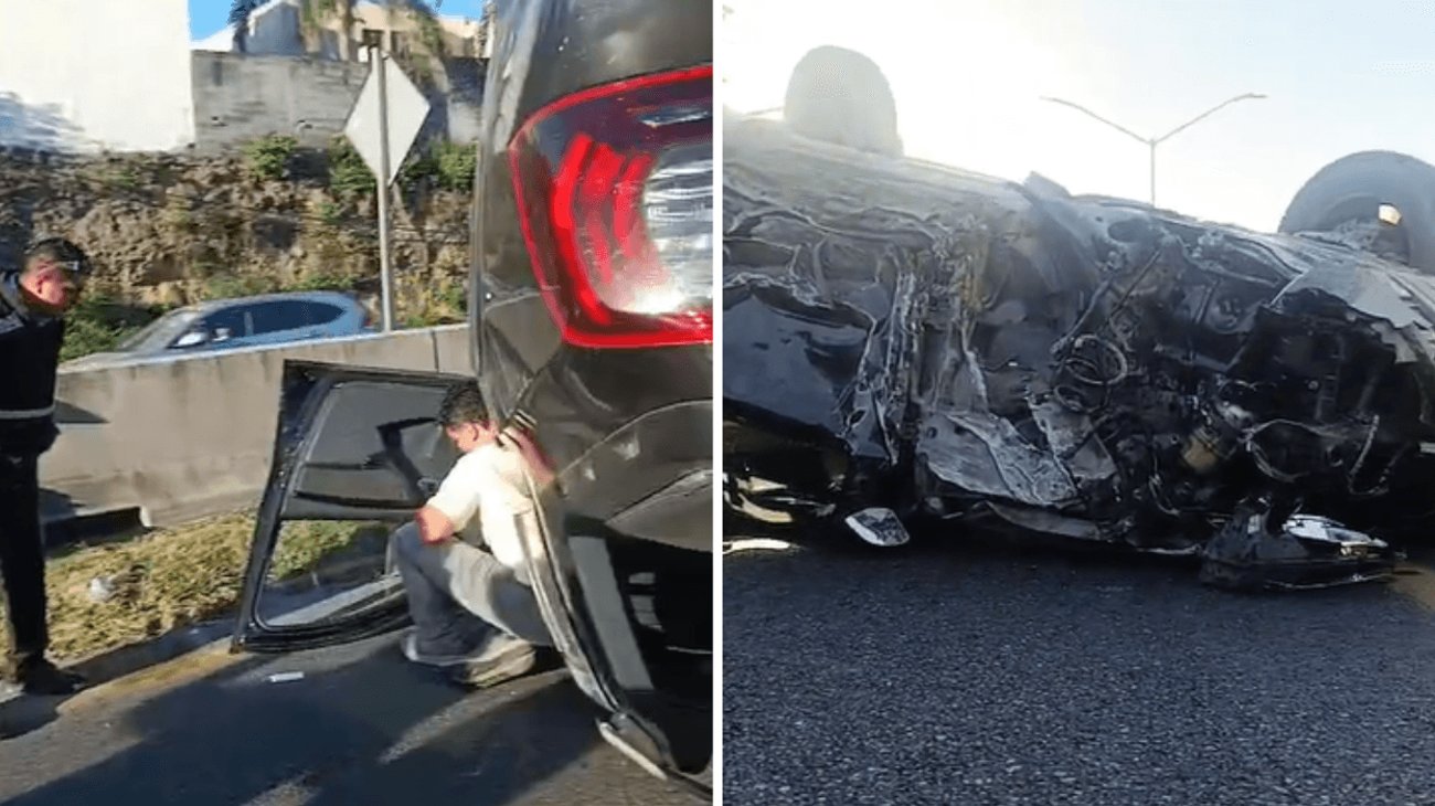 Conductor ileso tras volcadura sobre Parque Funeral Guadalupe