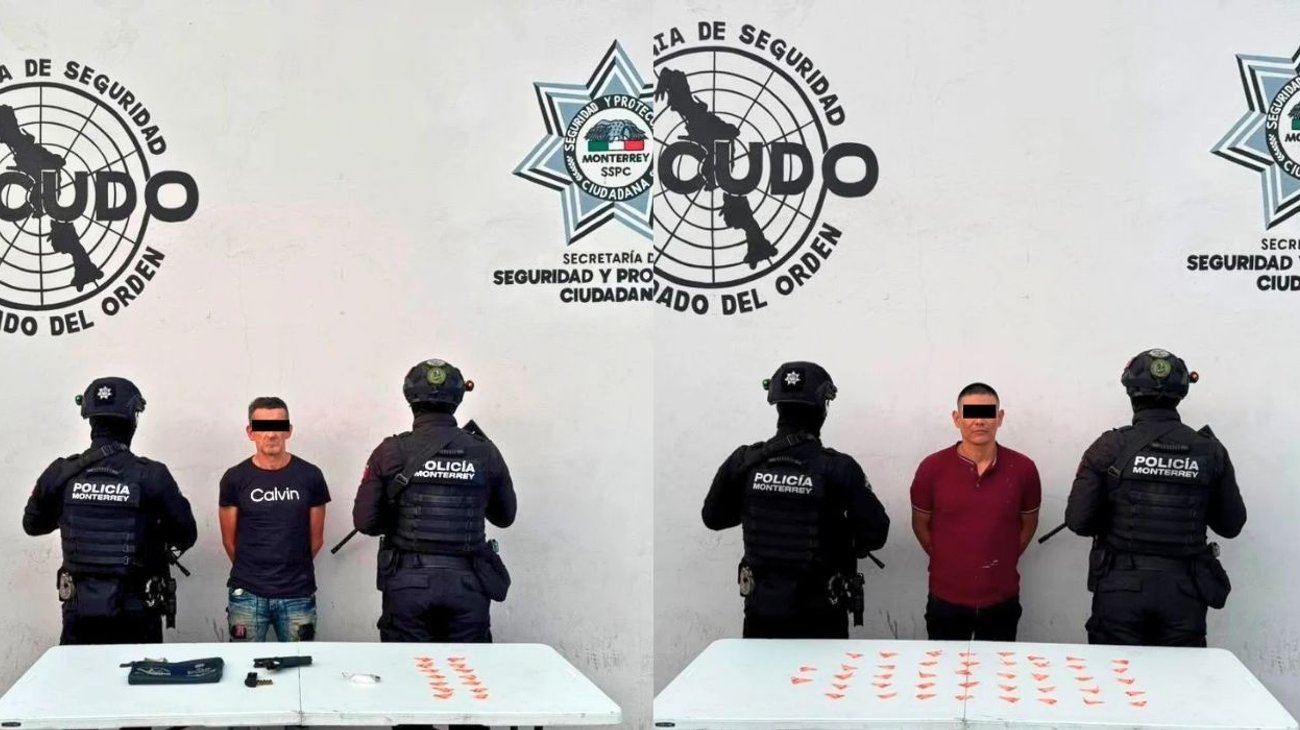 Detienen a dos hombres con cristal en Monterrey; uno portaba arma