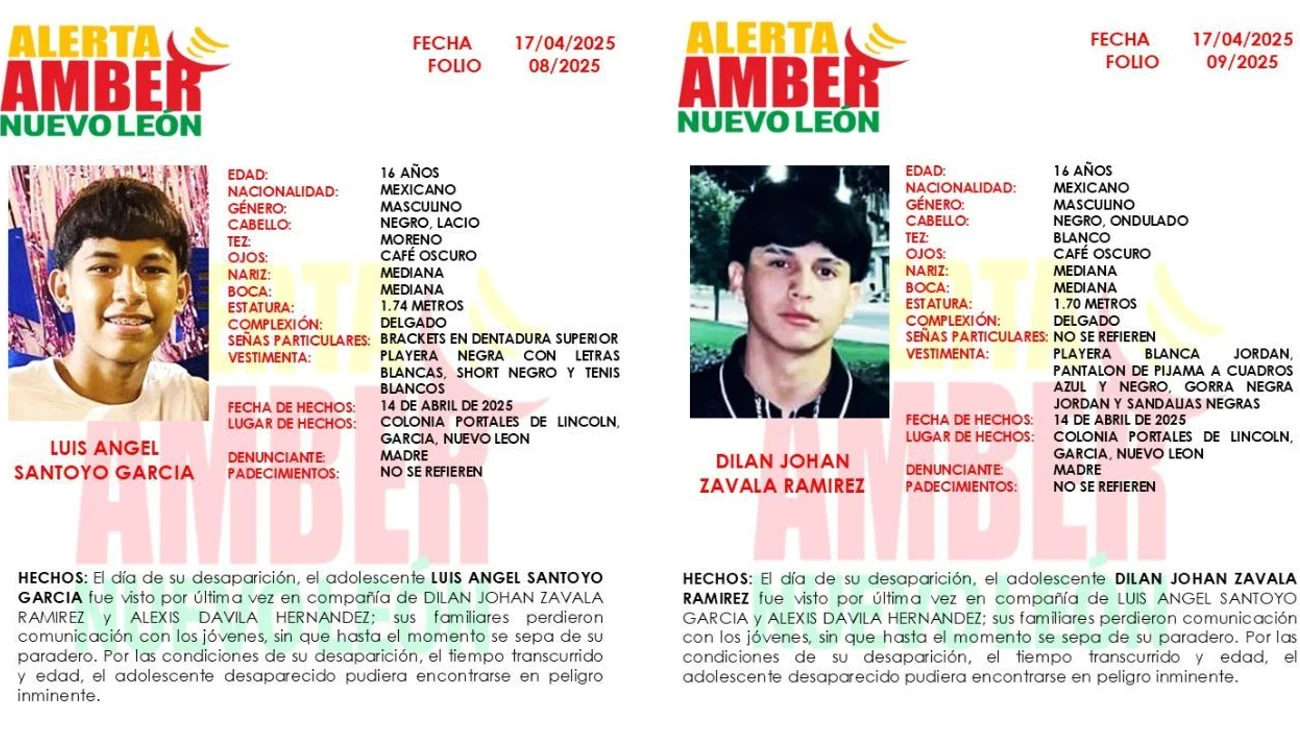 Se emite Alerta Amber por jóvenes desaparecidos en García