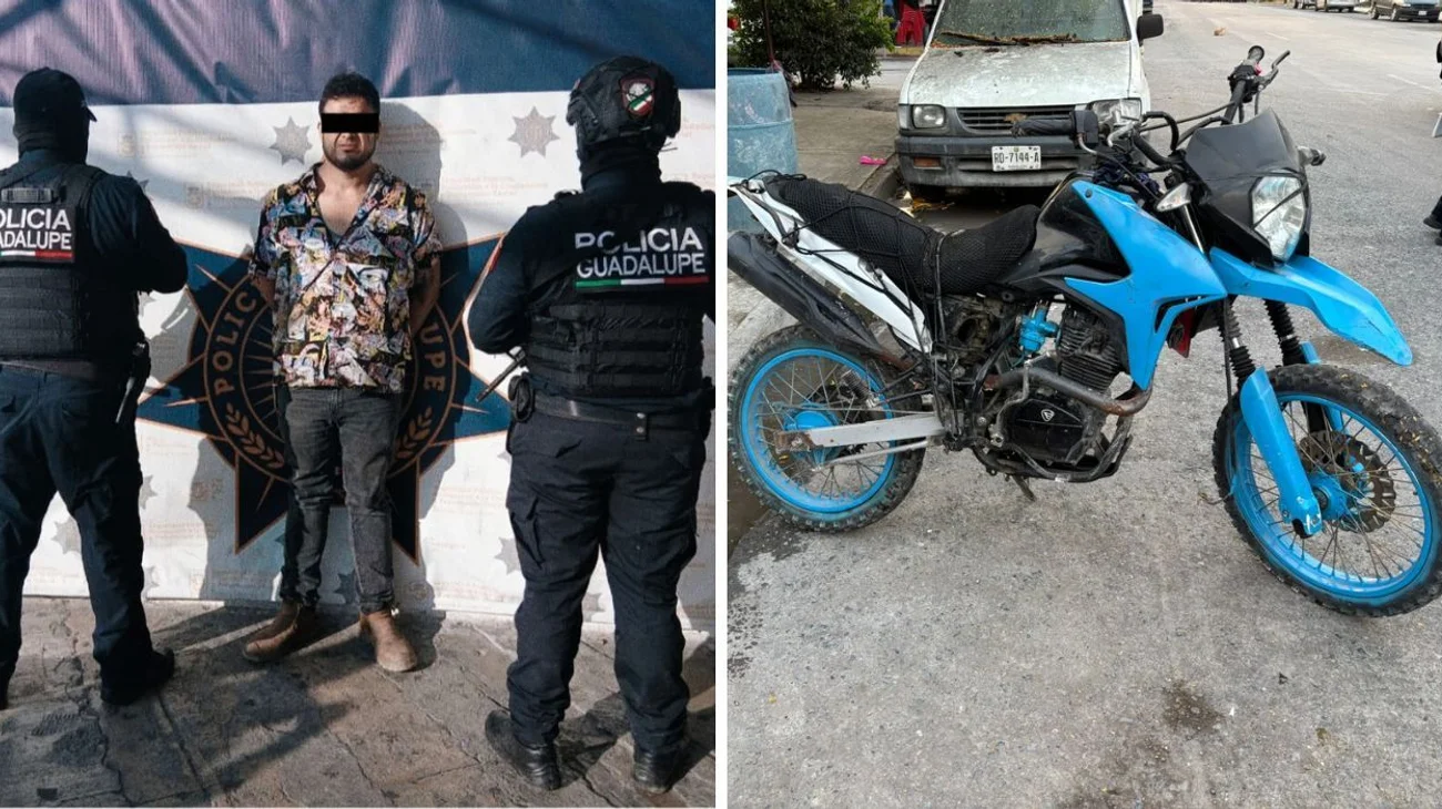 Hombre derrapa en motocicleta robada en Guadalupe y es detenido