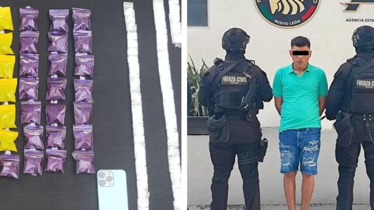 Detienen a joven con más de 100 dosis de droga en Monterrey
