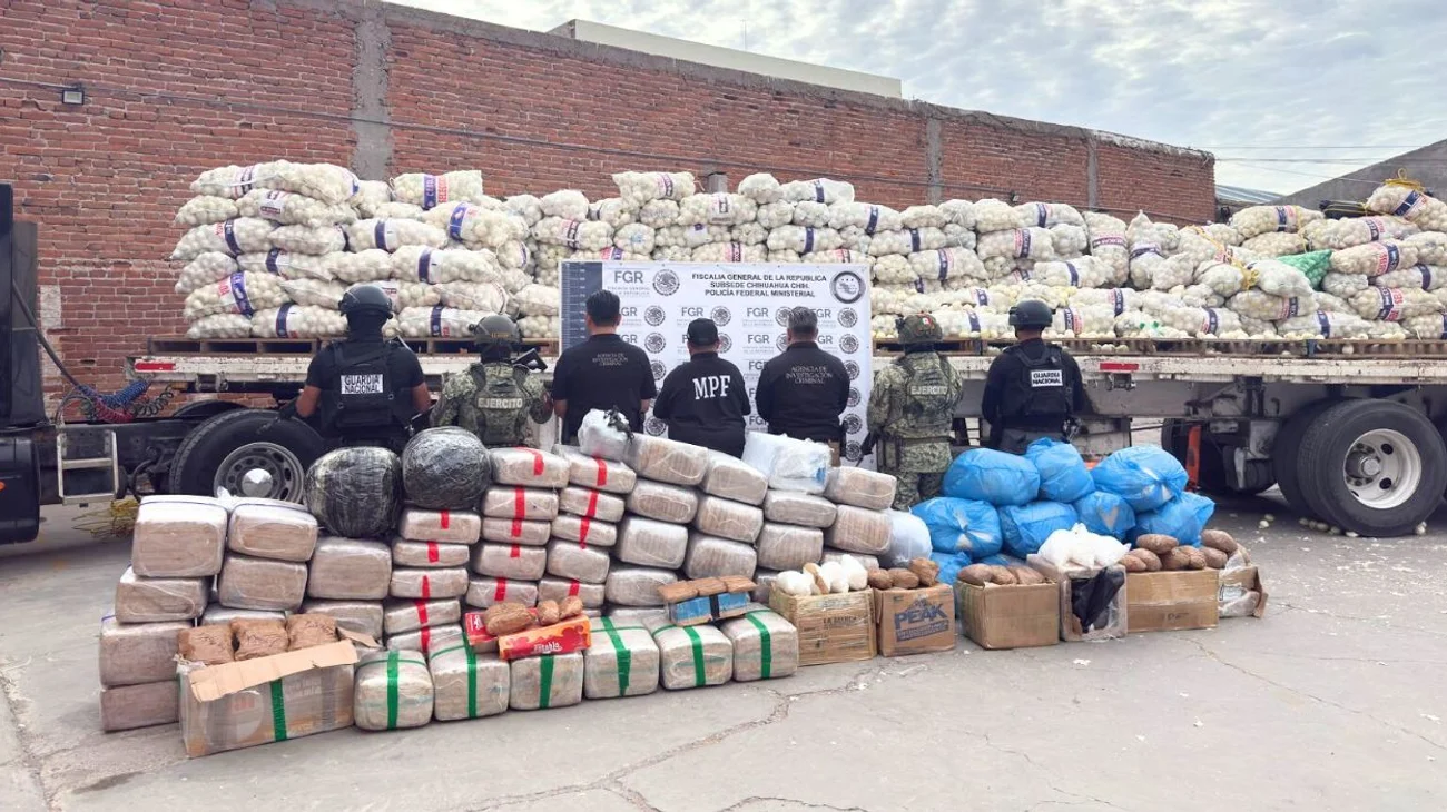 Transportan más de 700 kilos de marihuana en costales de cebollas