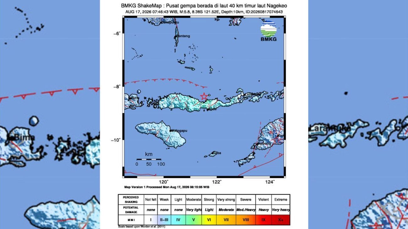 Golpea nuevo sismo de 5.7 a la isla de Flores en Indonesia
