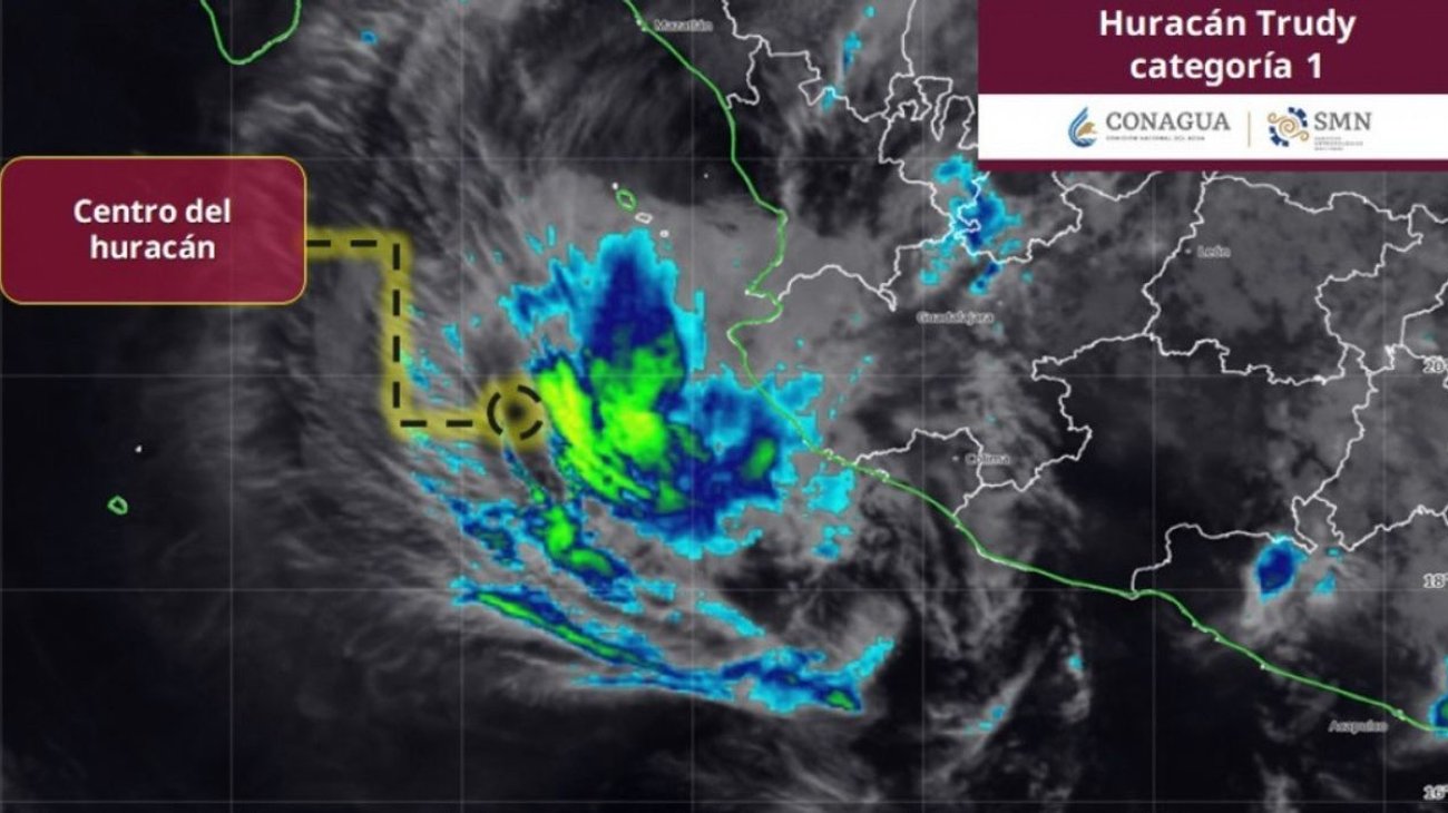 Se debilita el huracán Trudy a categoría 1 frente a Jalisco