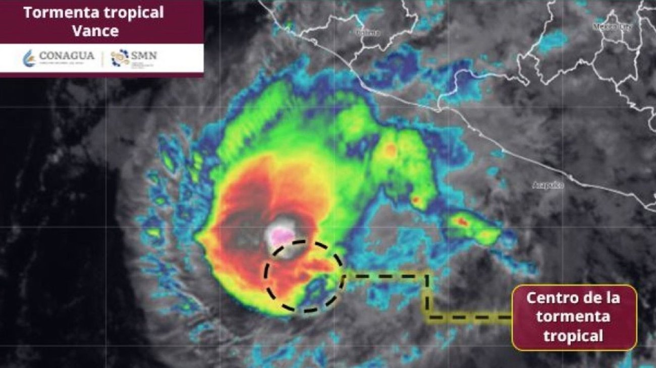 Mantiene 'Vance' categoría de tormenta tropical en la costa