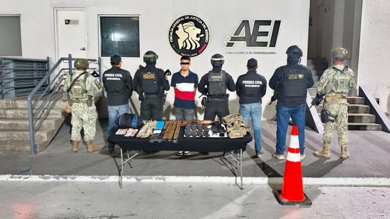 Cae presunto integrante de grupo delictivo con arsenal y droga