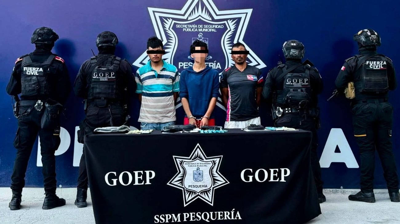 Aseguran más de 190 dosis de droga y detienen a tres en Pesquería