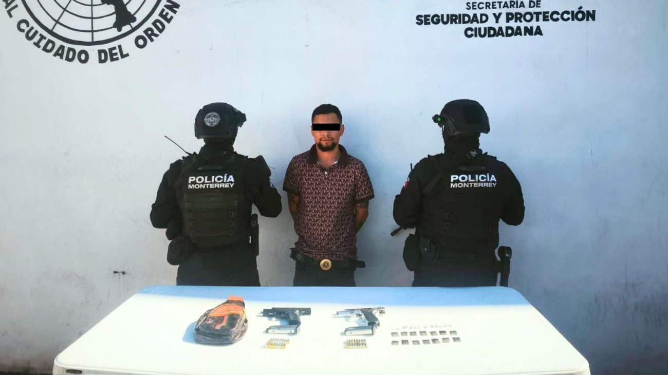 Detienen a hombre armado y con drogas en la colonia Garza Nieto
