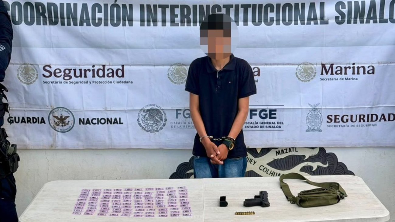Detienen a sujeto con arma y cristal en Sinaloa