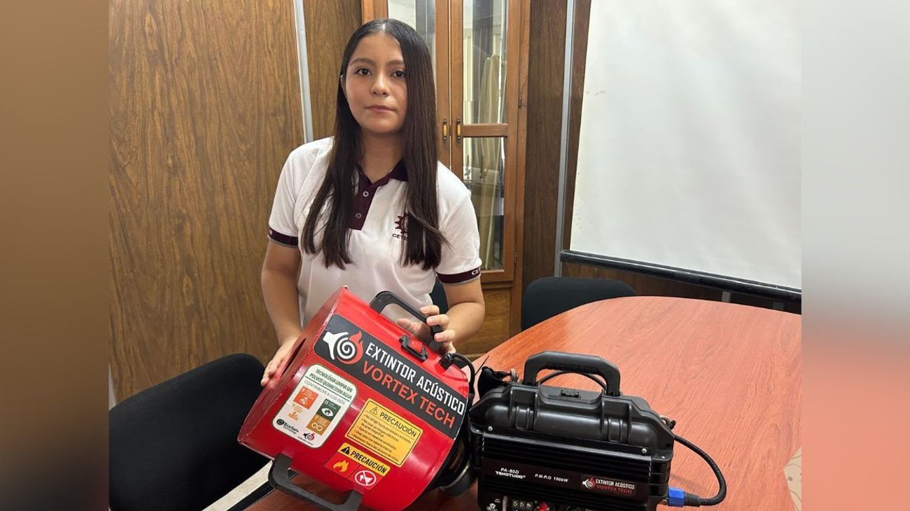 Estudiante de Altamira crea extintor acústico contra fuego
