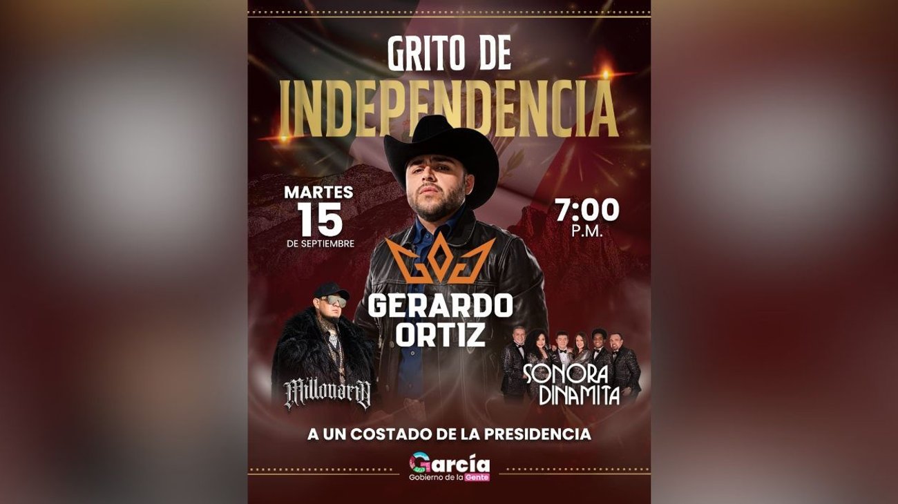 Anuncia García show de Gerardo Ortiz por Fiestas Patrias