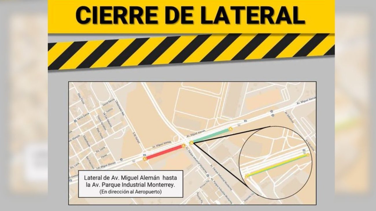 Cierran lateral de Miguel Alemán rumbo al aeropuerto