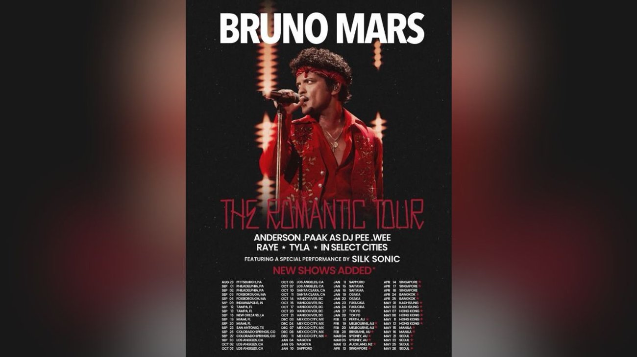 Amplía Bruno Mars su gira e incluye quinto show en CDMX