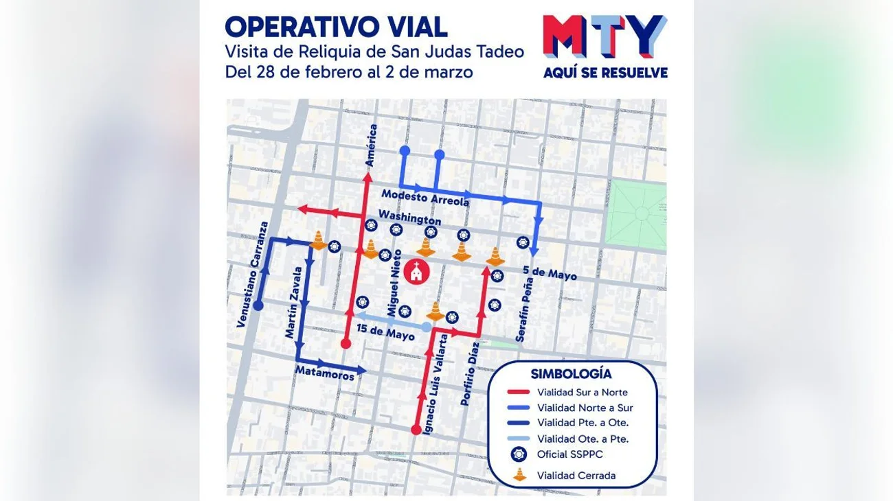 Cierres viales durante fin de semana por evento religioso