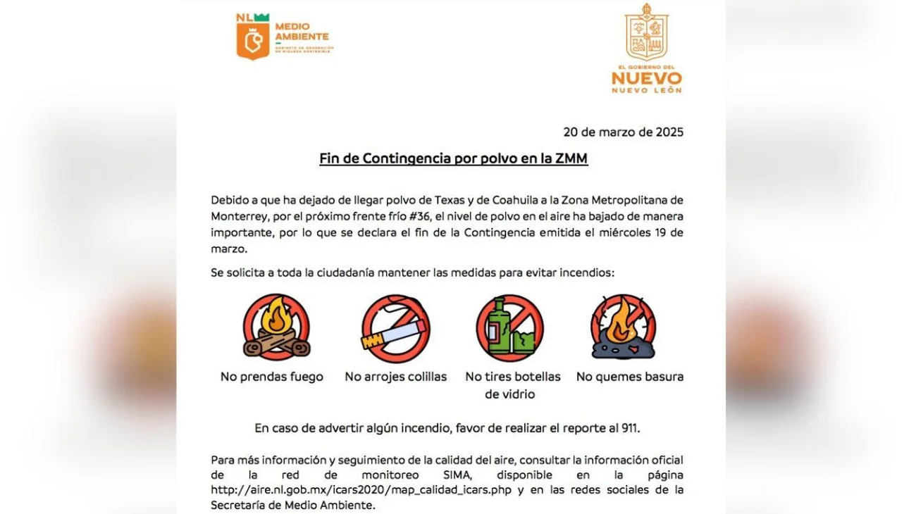 Declaran fin de contingencia ambiental en Nuevo León