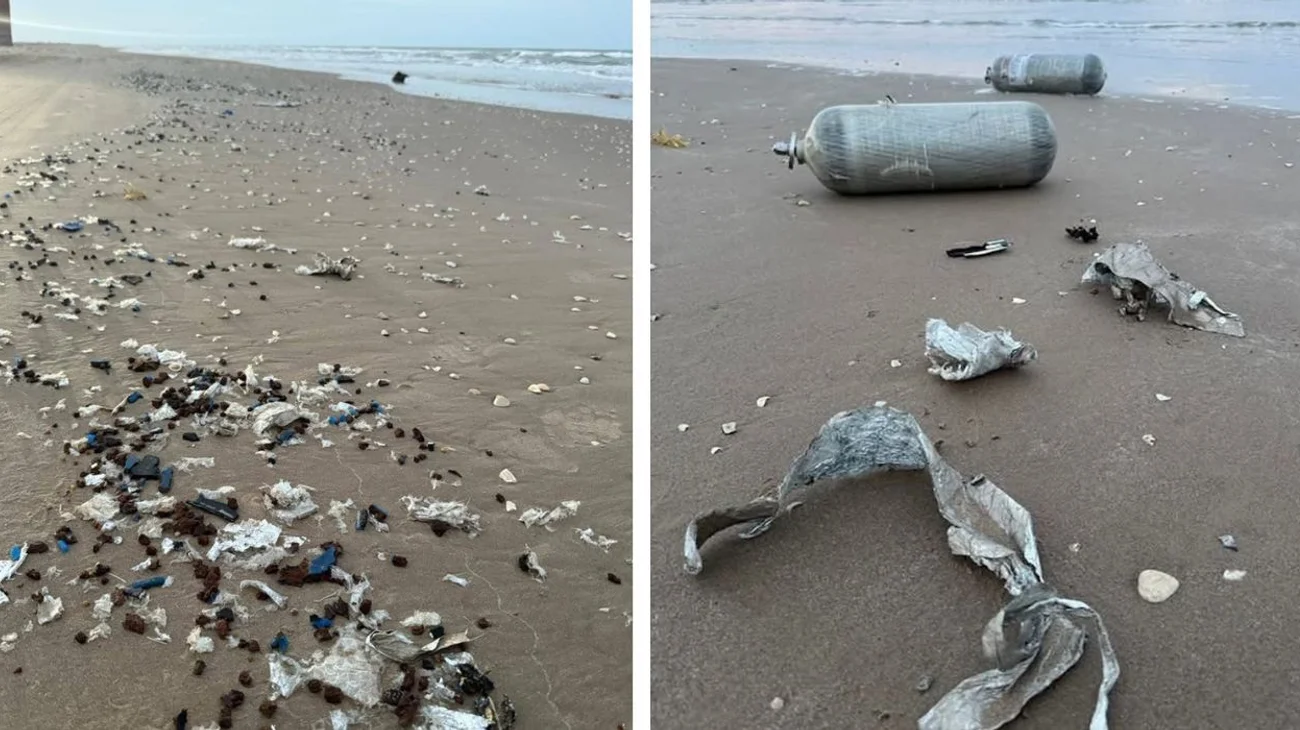Llega basura de cohete SpaceX a playa Bagdad en Matamoros