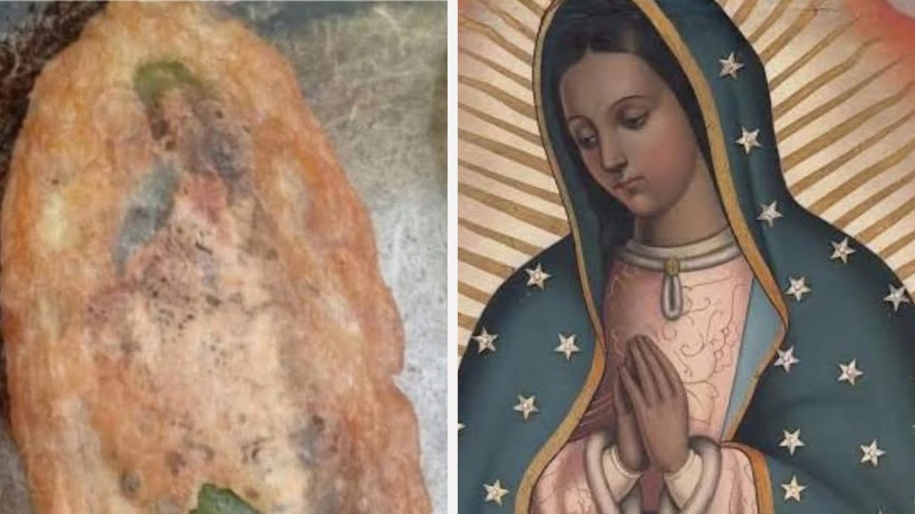 Captan silueta de la Virgen de Guadalupe en chile relleno 