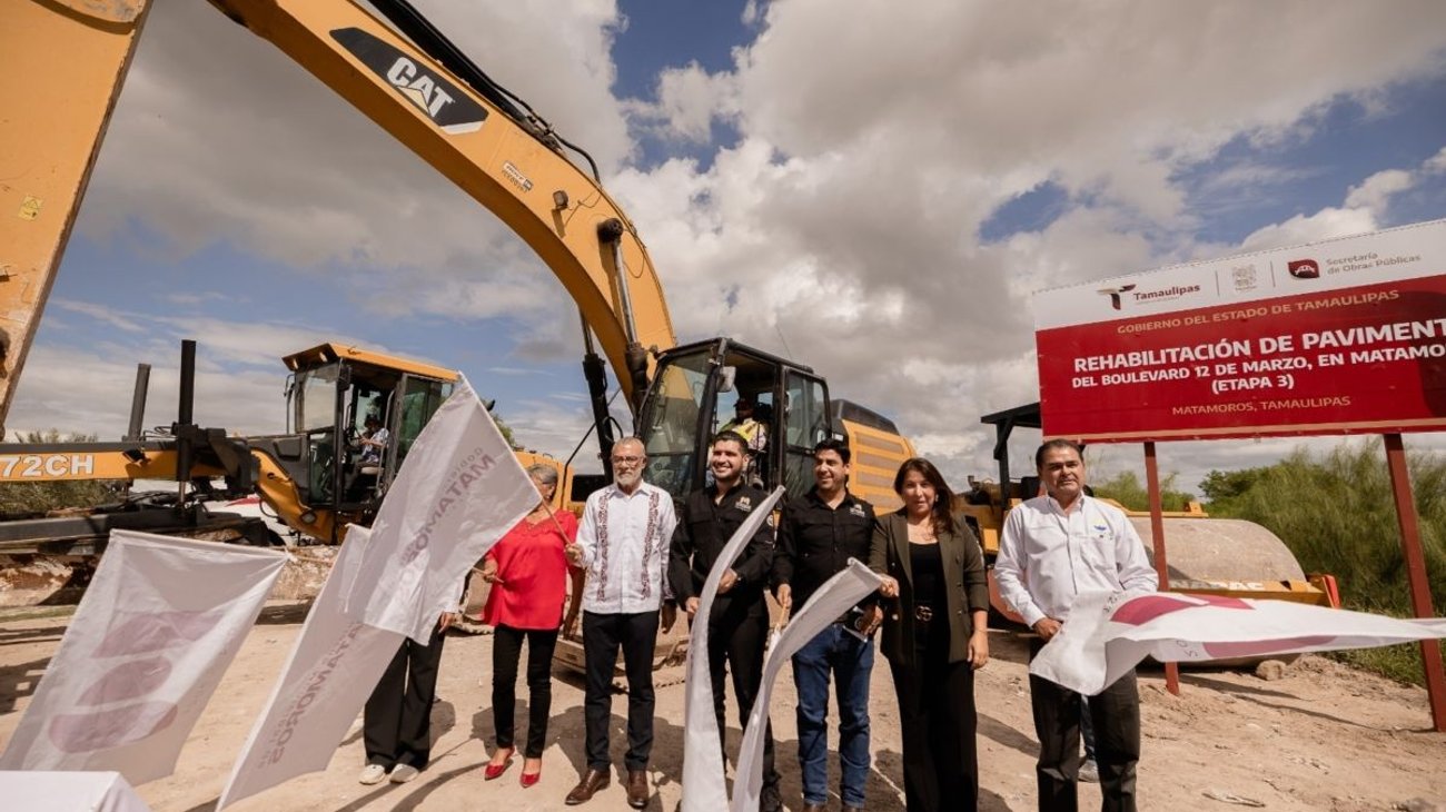 Rehabilitan bulevar 12 de Marzo en Matamoros con 50 mdp