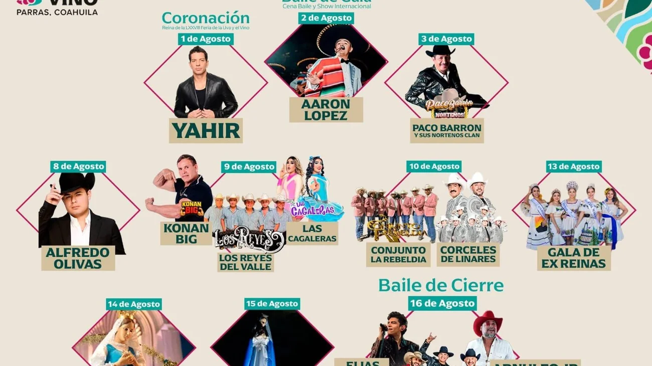 Presentan cartelera de la Feria de la Uva y el Vino en Parras