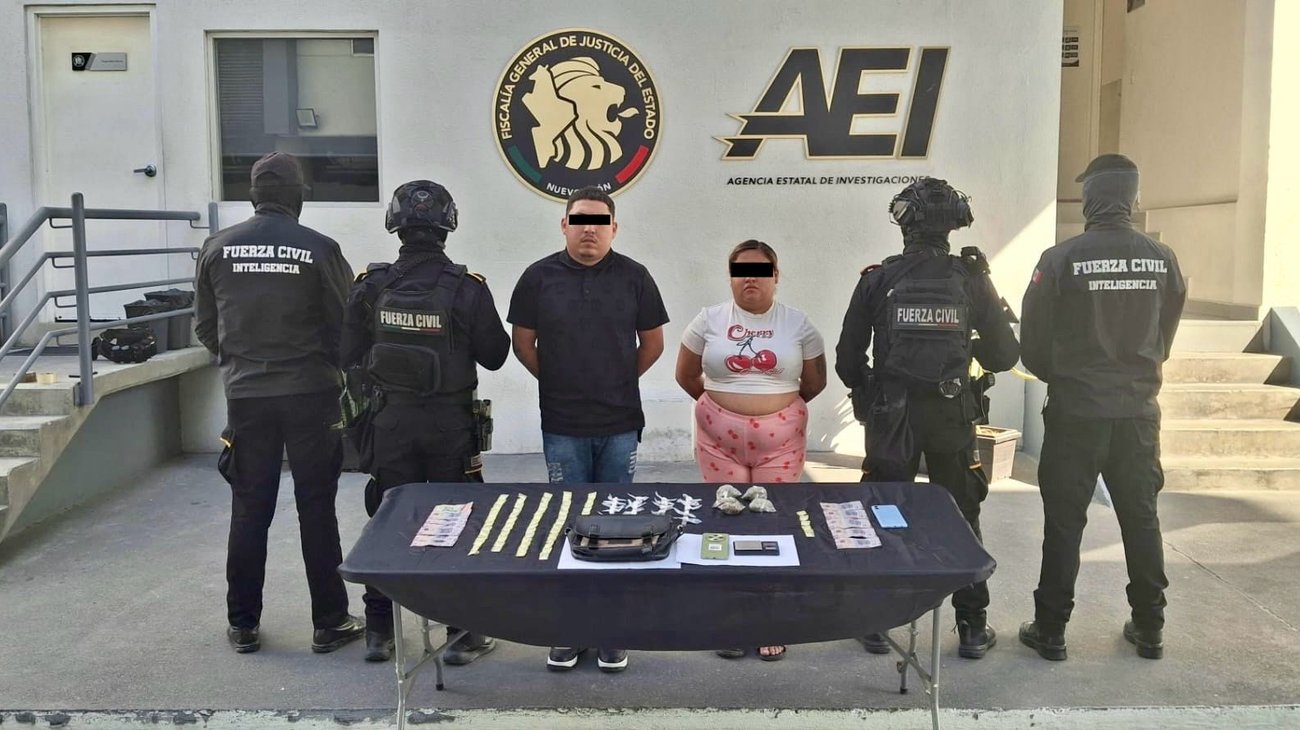 Fuerza Civil detiene a pareja con dosis de droga en Guadalupe