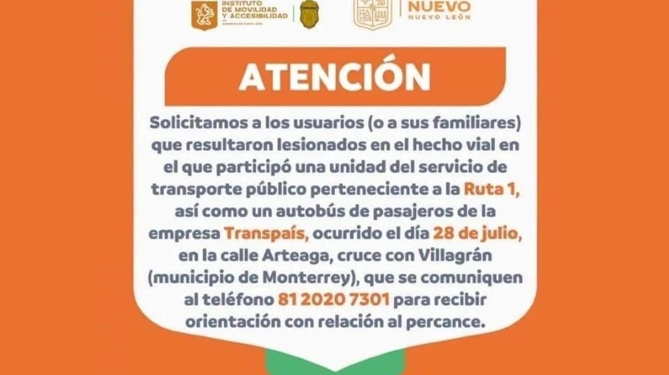 Habilitan teléfono para lesionados por choque en Monterrey