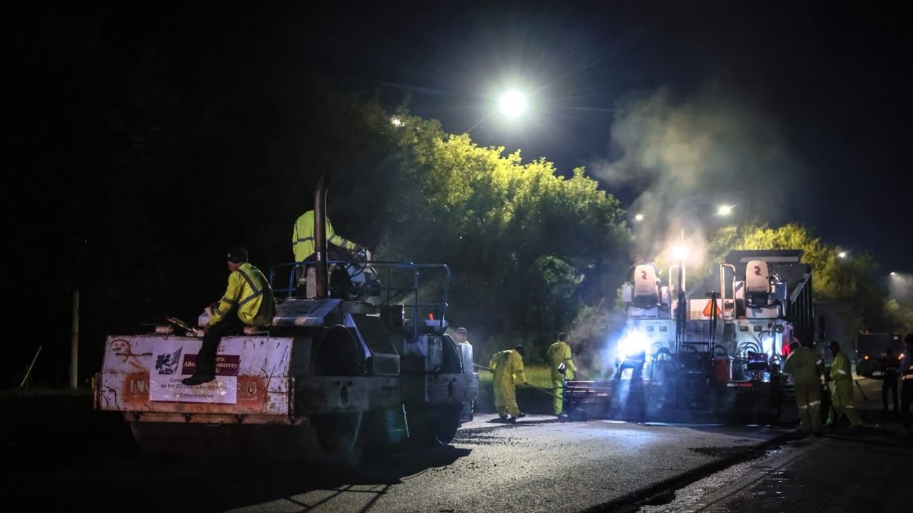 Repavimentan de noche 3 kilómetros de la Carretera Nacional