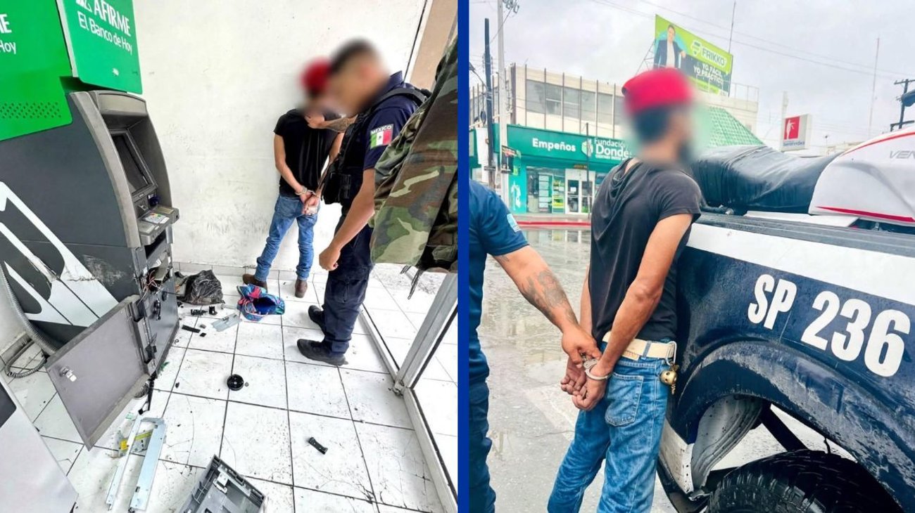 Detienen a hombre por daños a cajero automático en Monclova