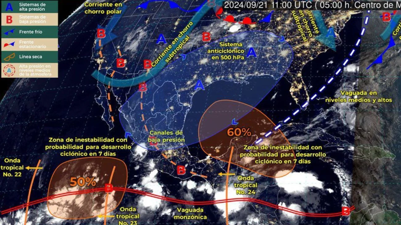 Alertan sobre zonas de baja presión en el Atlántico