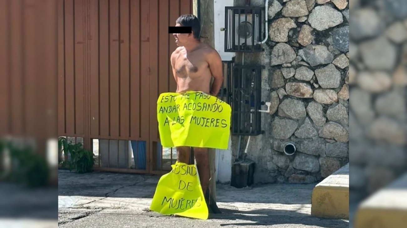 Exhiben a hombre desnudo por acosar mujeres en Acapulco