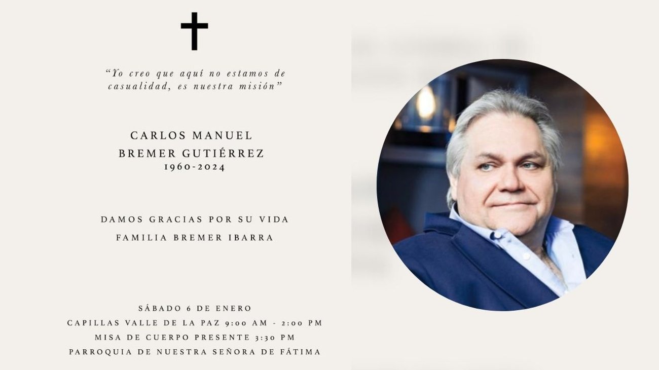 Anuncia familia de Carlos Bremer sepelio del empresario