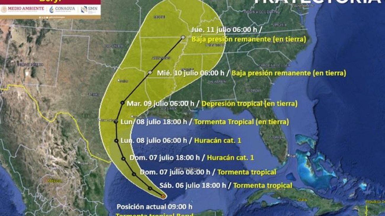 Beryl se fortalecerá antes de llegar al noreste de México