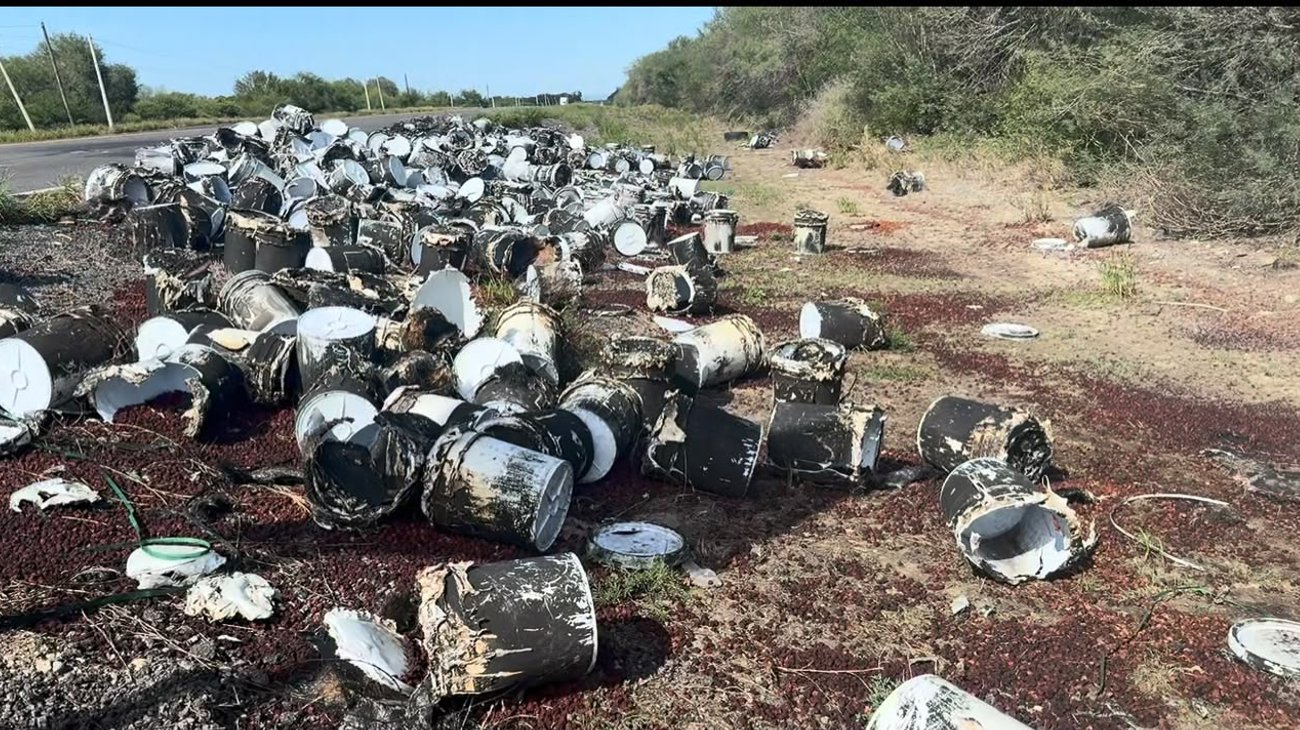 Permanecen botes con fruta podrida tras volcadura de tráiler