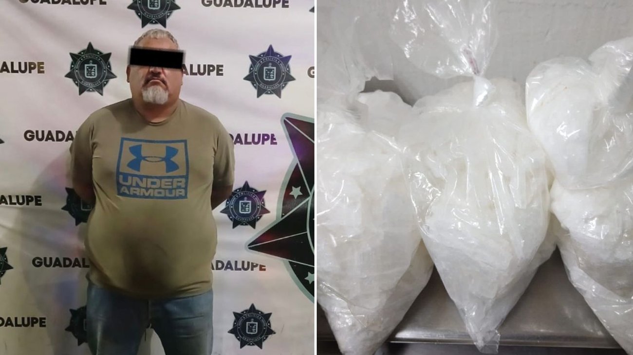 Cae hombre con 2 kilos de 'cristal' en Guadalupe