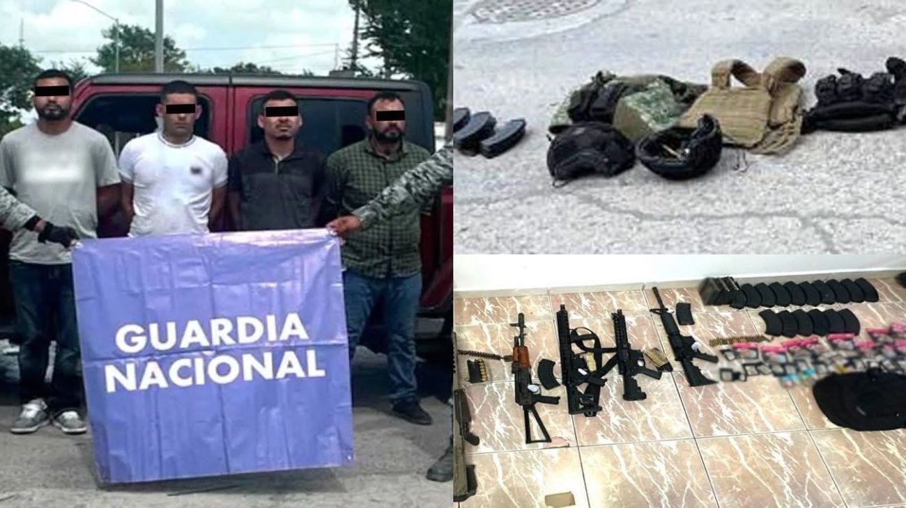 Aseguran a cuatro personas con arsenal en Matamoros