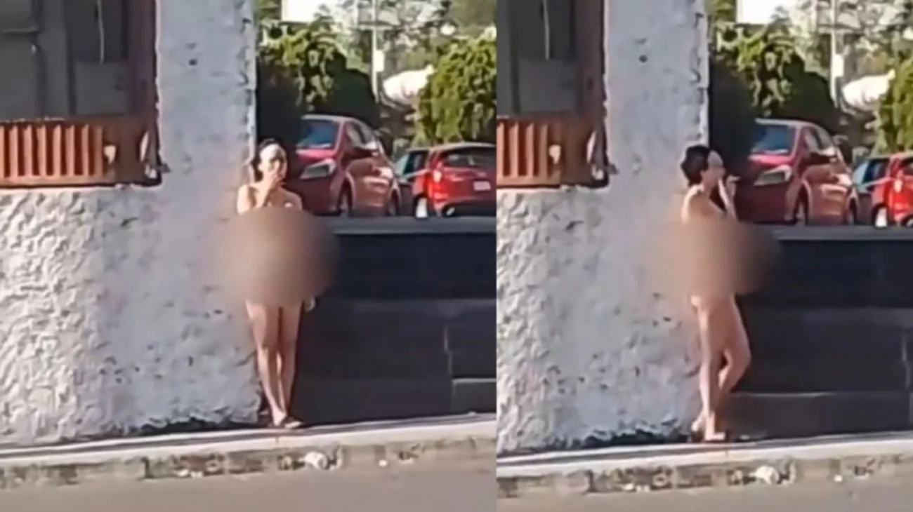 Captan a mujer desnuda en plena vía pública en Cumbres