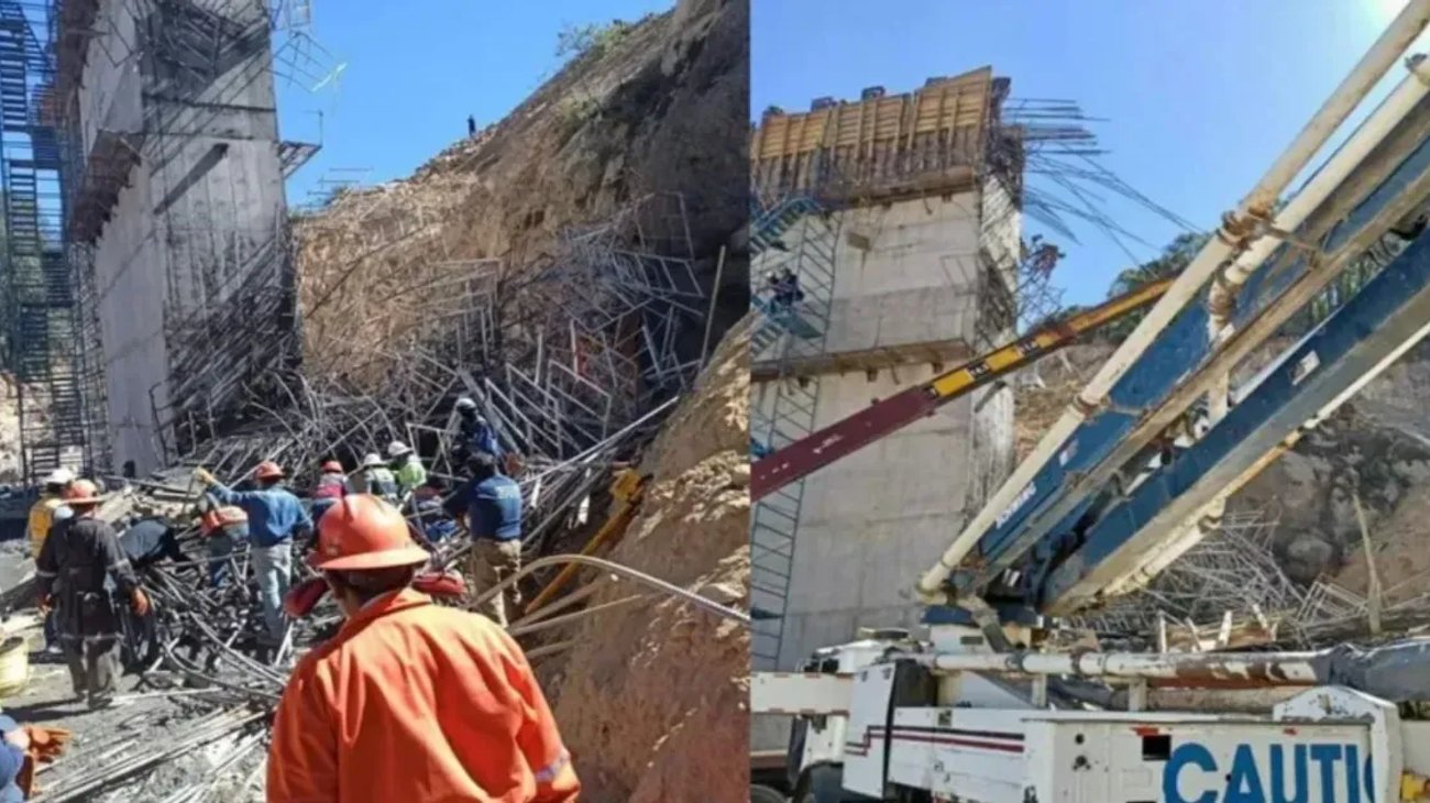 Desplome de andamio en carretera Pachuca deja 5 muertos