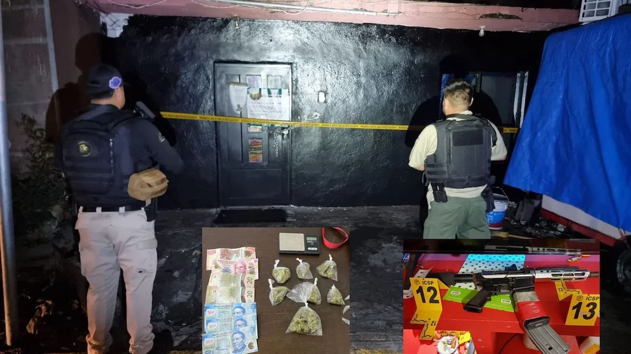 Cateo deja dos detenidos por narcomenudeo y armas aseguradas