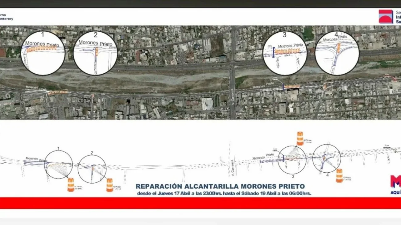 Cerrarán carriles de Morones Prieto por mantenimiento de pluvial