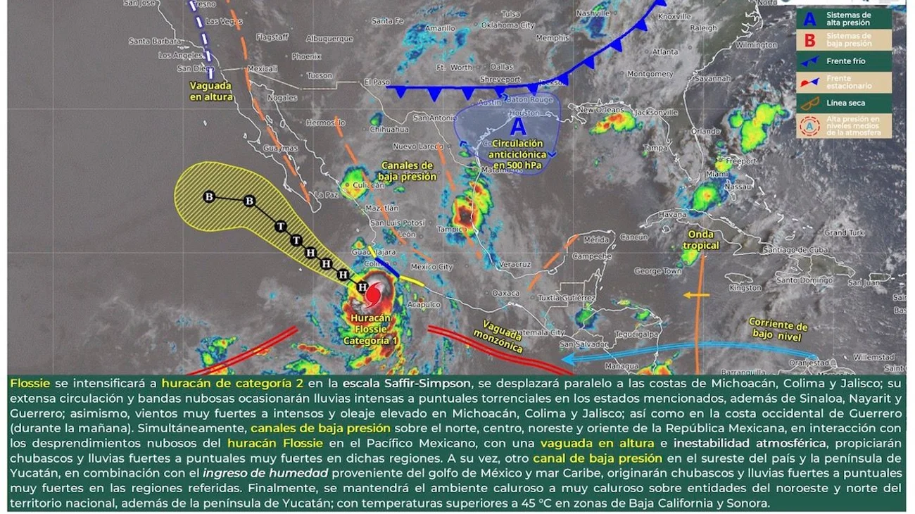 Se intensifica el huracán Flossie a categoría 2