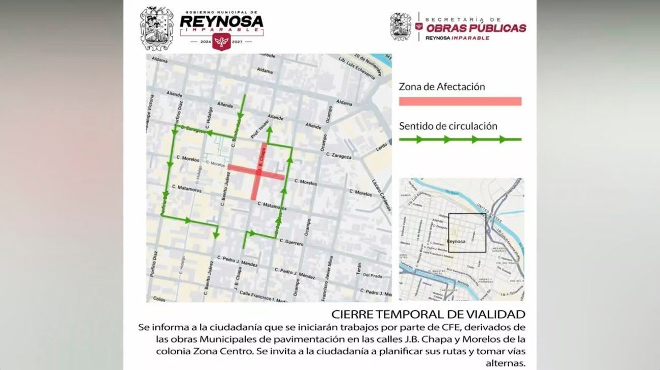 Suspenderán energía eléctrica en la Zona Centro de Reynosa