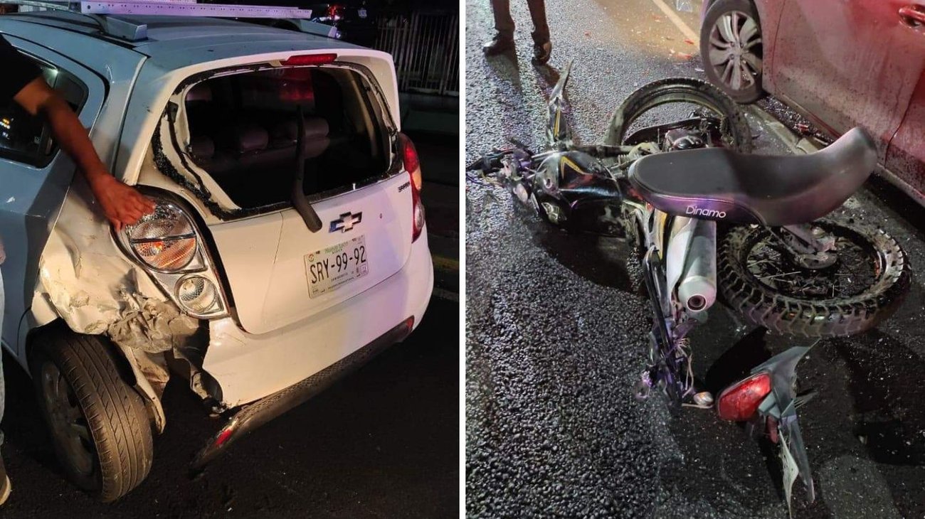 Carambola en Gonzalitos deja a un motociclista lesionado