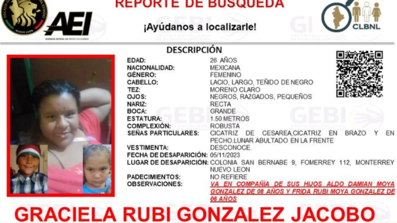 Desaparece madre y sus dos hijos en San Bernabé