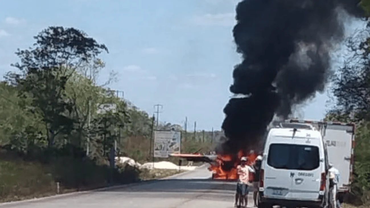 Avioneta se desploma en Yucatán y termina en llamas