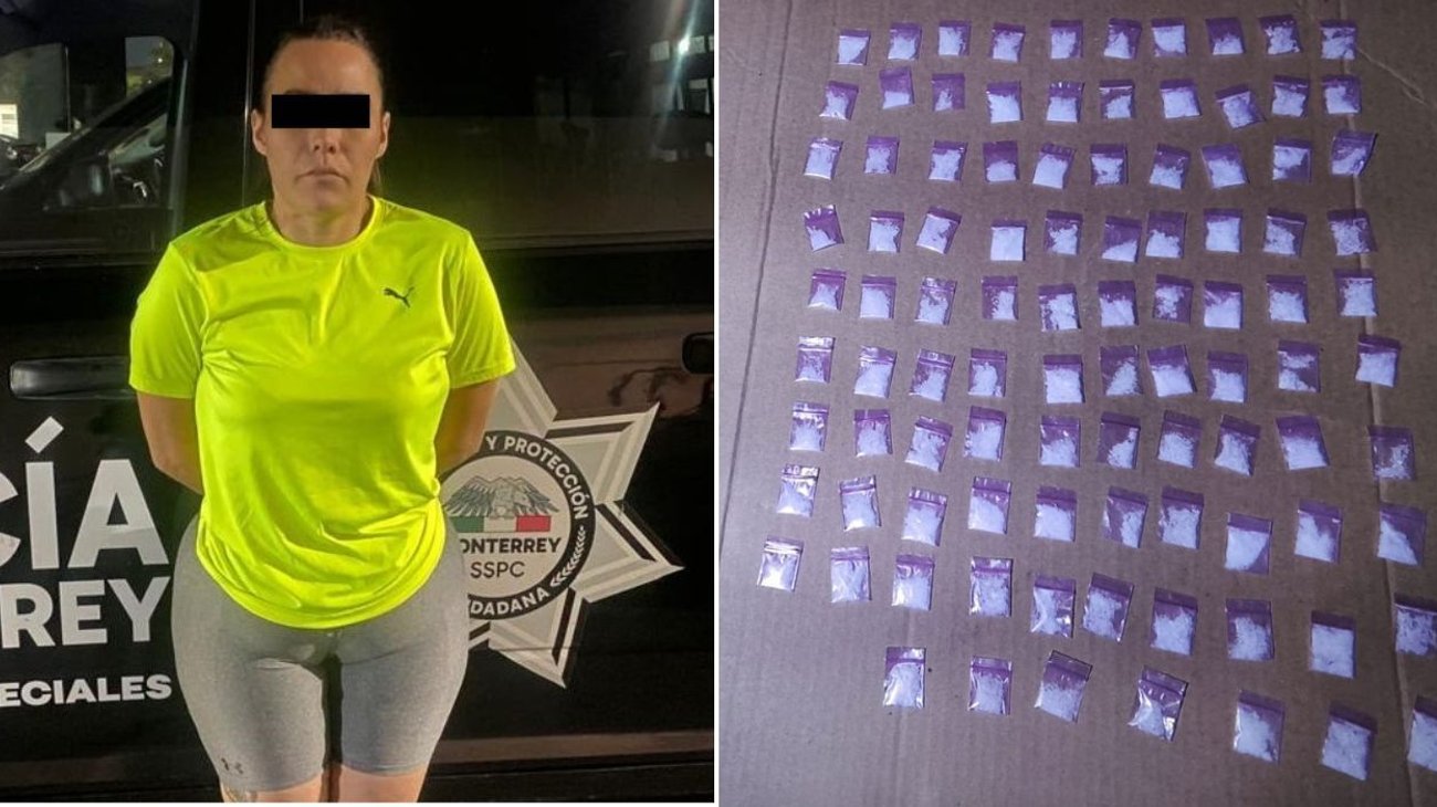 Detienen a mujer con droga en calles del Centro de Monterrey