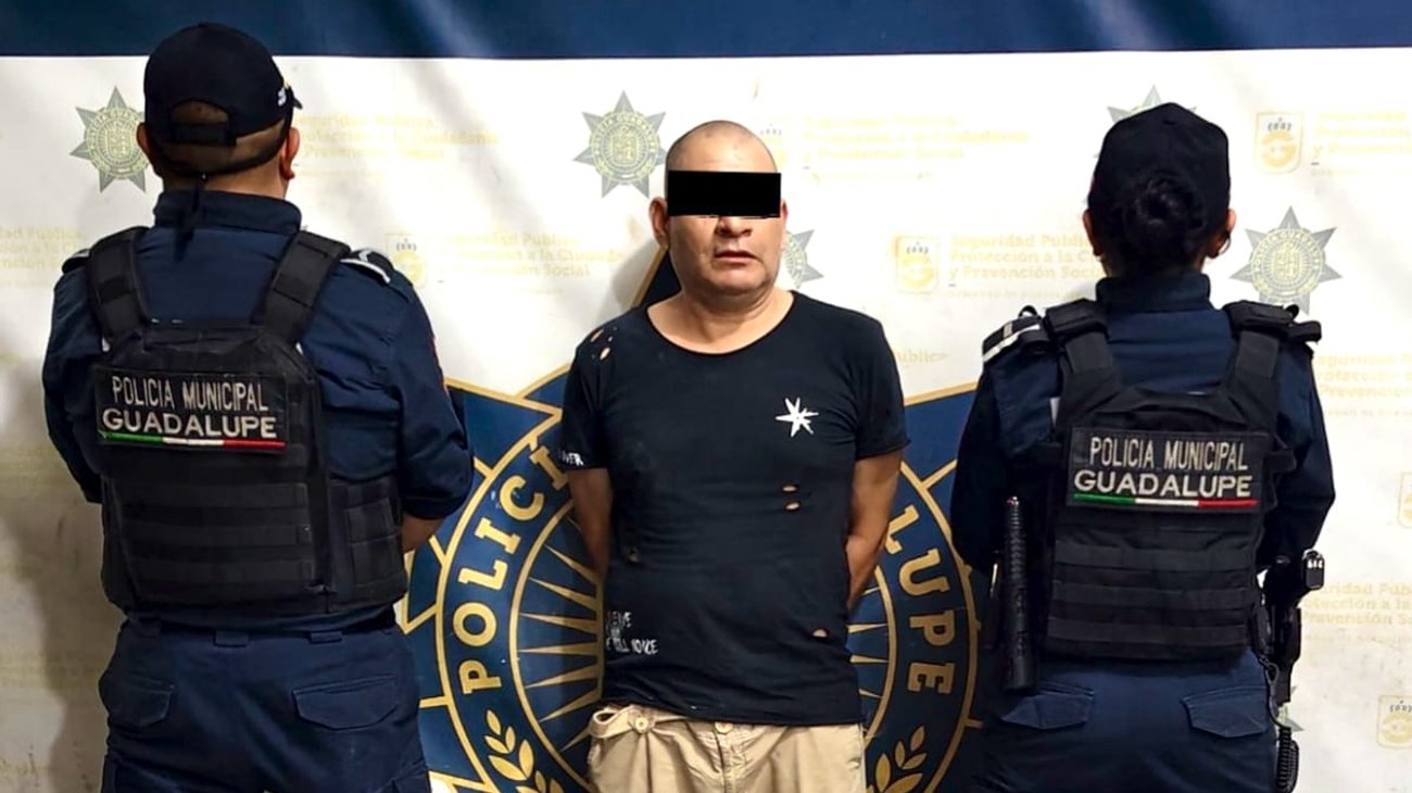 Detienen a hombre tras amenazar a mujer con cuchillo en Guadalupe