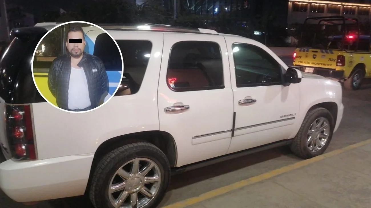 Cae hombre en camioneta blindada con placas colgadas